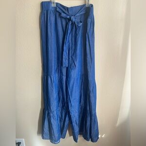 Blue Maxi Skirt with Tie Waist